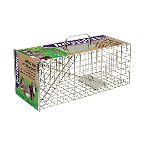 Defenders Animal Trap Cage - (Trampa humana fácil de colocar para ardillas y fauna silvestre de tamaño similar, adecuada para uso en interiores y exteriores) - Tamaño pequeño Defenders Animal Trap Cage - (Trampa humana fácil de colocar para ardillas y fauna silvestre de tamaño similar, adecuada para uso en interiores y exteriores) - Tamaño pequeño