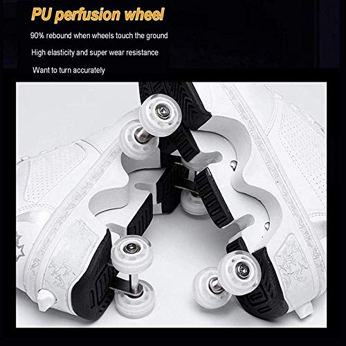 Deformation Roller Shoes - with Light Up Shoes USB Chargable 2 In 1 Four-Wheele Automatic Walking Pulley Skates Shoes For Unisex Kid Men Women,White-33EU