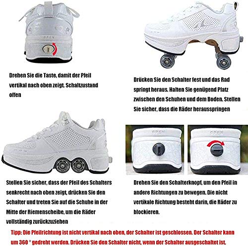 Deformation Roller Skates Shoes - with Color LED Light/Skating Shoes Adult Children's Automatic Walking Shoes Invisible Pulley Shoes,EU40