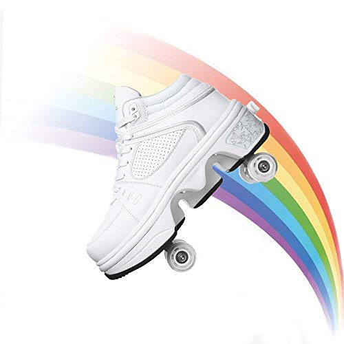 Deformation Roller Skates Shoes - with Color LED Light/Skating Shoes Adult Children's Automatic Walking Shoes Invisible Pulley Shoes,EU40
