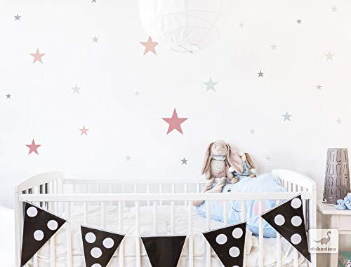 dekodino® Pegatina de pared estrellas color pastel colores suaves 25 piezas