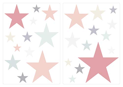 dekodino® Pegatina de pared estrellas color pastel colores suaves 25 piezas