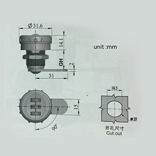 Delaman Cerradura de Combinación de 3 Dígitos - Cerradura de Codificación Lock para Buzón de Cajón del Gabinete (tamaño : 3# Coded Lock for 17~23mm)
