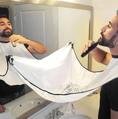Delantal de barba impermeable de RUII, para adulto, barbero, tela, Blanco, 130x82cm Delantal de barba impermeable de RUII, para adulto, barbero, tela, Blanco, 130x82cm
