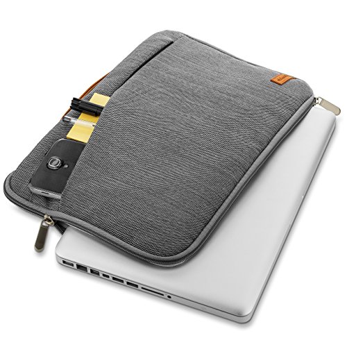 deleyCON 17,3" Pulgadas (43,94cm) Notebook Bolsa para el Netbook Laptop Bolsa para Ordenador Portátil de Nylon Robusto 2 Compartimentos para Accesorios Paredes Acolchadas Reforzadas - Gris