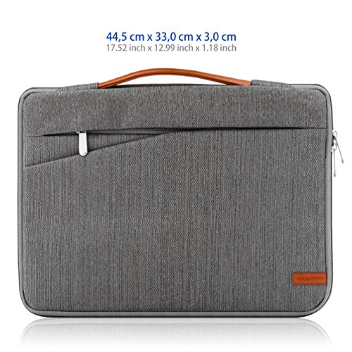 deleyCON 17,3" Pulgadas (43,94cm) Notebook Bolsa para el Netbook Laptop Bolsa para Ordenador Portátil de Nylon Robusto 2 Compartimentos para Accesorios Paredes Acolchadas Reforzadas - Gris