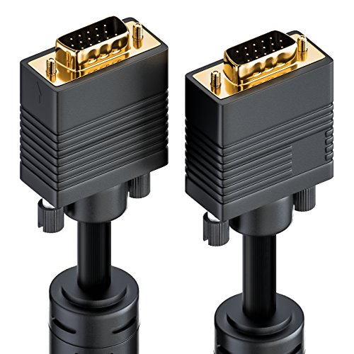 deleyCON 5m Cable VGA 15pin - Cable de Monitor S-VGA Conector D-Sub 1080p Full HD Protegido Protector 2 Filtro de Ferrita Contactos Chapados en Oro