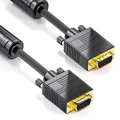 deleyCON 5m Cable VGA 15pin - Cable de Monitor S-VGA Conector D-Sub 1080p Full HD Protegido Protector 2 Filtro de Ferrita Contactos Chapados en Oro