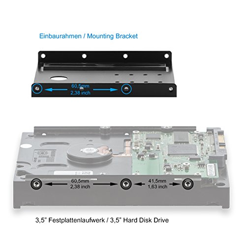 deleyCON Marco de Montaje para Discos Duros de 2,5" SSD en el Adaptador de 3,5" Caddies Marco de Montaje Apoyo Carriles Incluyendo Tornillos deleyCON Marco de Montaje para Discos Duros de 2,5" SSD en el Adaptador de 3,5" Caddies Marco de Montaje Apoyo Carriles Incluyendo Tornillos