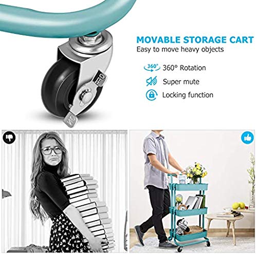 Delgeo Carrito con Bloquear Ruedas, Carrito Auxiliar con 3 Nivel para la Cocina,baño, Dormitorio de Almacenamiento(Verde) Delgeo Carrito con Bloquear Ruedas, Carrito Auxiliar con 3 Nivel para la Cocina,baño, Dormitorio de Almacenamiento(Verde)