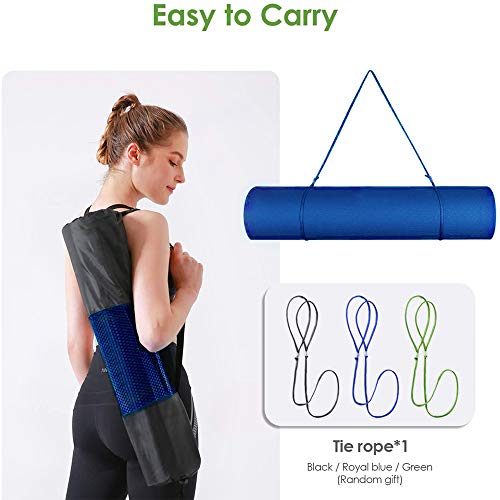 Delgeo Esterilla Yoga Colchoneta de Yoga Antideslizante con Material ecológico TPE con líneas corporales Yoga Mat diseñado para Entrenamiento y Entrenamiento físico (Azul Oscuro y Azul Claro)