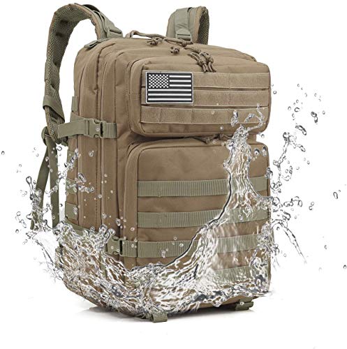 Delgeo Mochila Táctica 45L Gran Capacidad Múltiples Bolsillos Mochila Crossfit Nylon 900D Impermeable Robusto Mochila para Hombre y Mujer Mochila Senderismo, Acampada, Montañismo - Caqui Delgeo Mochila Táctica 45L Gran Capacidad Múltiples Bolsillos Mochila Crossfit Nylon 900D Impermeable Robusto Mochila para Hombre y Mujer Mochila Senderismo, Acampada, Montañismo - Caqui