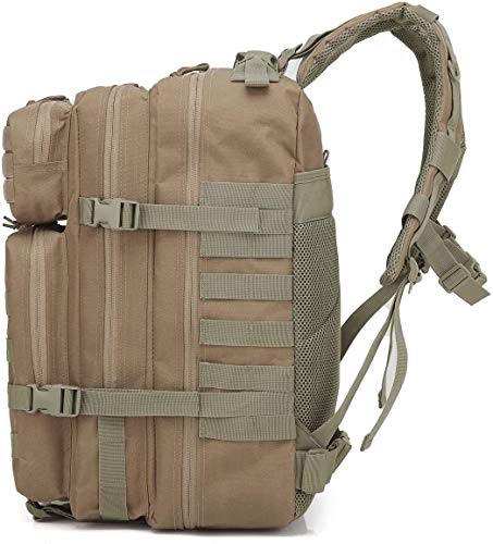 Delgeo Mochila Táctica 45L Gran Capacidad Múltiples Bolsillos Mochila Crossfit Nylon 900D Impermeable Robusto Mochila para Hombre y Mujer Mochila Senderismo, Acampada, Montañismo - Caqui Delgeo Mochila Táctica 45L Gran Capacidad Múltiples Bolsillos Mochila Crossfit Nylon 900D Impermeable Robusto Mochila para Hombre y Mujer Mochila Senderismo, Acampada, Montañismo - Caqui