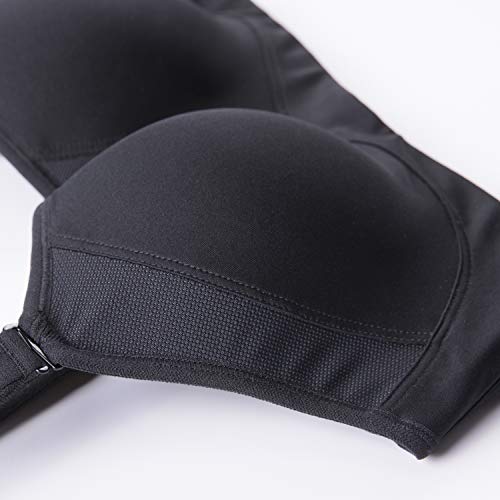 DELIMIRA Mujer Sujetador Deportivo Talla Grande de Alto Impacto Copas Moldeadas con Aros Negro 95D DELIMIRA Mujer Sujetador Deportivo Talla Grande de Alto Impacto Copas Moldeadas con Aros Negro 95D