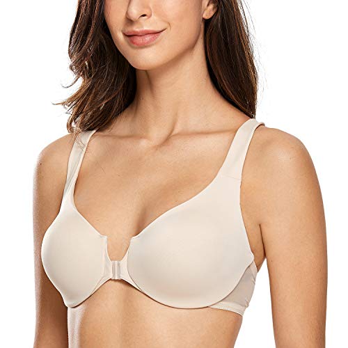 DELIMIRA - Sujetador Cierre Delantero con Aros para Mujer Beige 110C