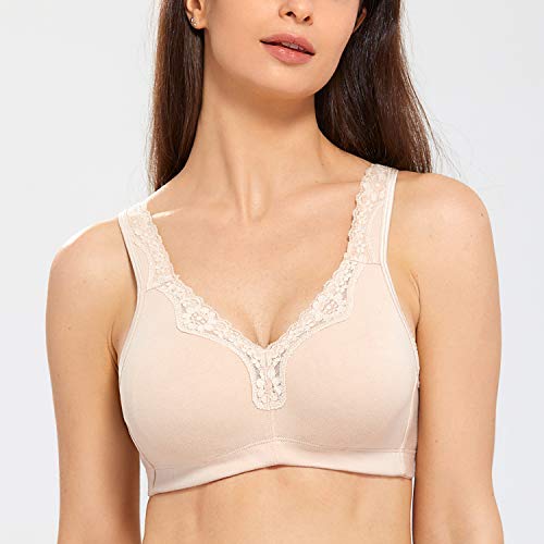 DELIMIRA - Sujetador de Copa Completa Algodón Sin Aros para Mujer Beige 120D DELIMIRA - Sujetador de Copa Completa Algodón Sin Aros para Mujer Beige 120D