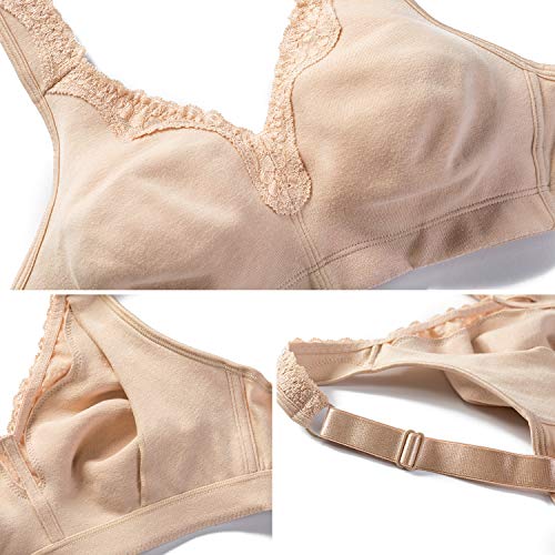 DELIMIRA - Sujetador de Copa Completa Algodón Sin Aros para Mujer Beige 120D DELIMIRA - Sujetador de Copa Completa Algodón Sin Aros para Mujer Beige 120D