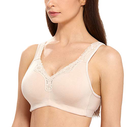 DELIMIRA - Sujetador de Copa Completa Algodón Sin Aros para Mujer Beige 120D DELIMIRA - Sujetador de Copa Completa Algodón Sin Aros para Mujer Beige 120D