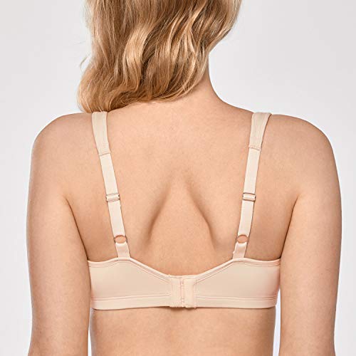 DELIMIRA - Sujetador Reductor Copa Completa con Aros Minimizador para Mujer Beige 90D