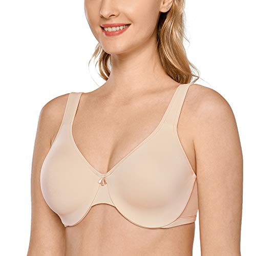 DELIMIRA - Sujetador Reductor Copa Completa con Aros Minimizador para Mujer Beige 90D