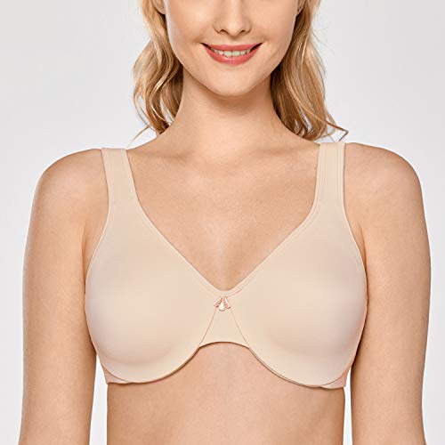 DELIMIRA - Sujetador Reductor Copa Completa con Aros Minimizador para Mujer Beige 90D