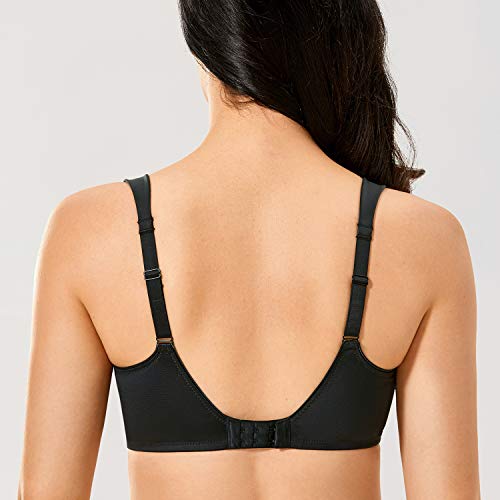 DELIMIRA - Sujetador Reductor Minimizador con Aros para Pecho Grandes para Mujer Negro 110G DELIMIRA - Sujetador Reductor Minimizador con Aros para Pecho Grandes para Mujer Negro 110G