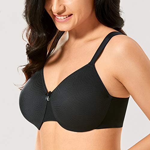 DELIMIRA - Sujetador Reductor Minimizador con Aros para Pecho Grandes para Mujer Negro 110G DELIMIRA - Sujetador Reductor Minimizador con Aros para Pecho Grandes para Mujer Negro 110G