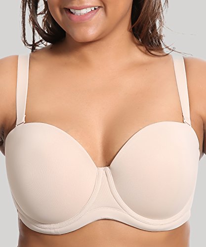 DELIMIRA - Sujetador sin Tirantes Tallas Grandes Push Up de Silicona para Mujer Beige 110E DELIMIRA - Sujetador sin Tirantes Tallas Grandes Push Up de Silicona para Mujer Beige 110E