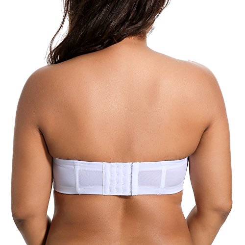 DELIMIRA - Sujetador sin Tirantes Tallas Grandes Push Up de Silicona para Mujer Blanco 110C