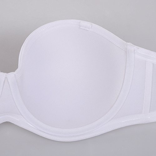 DELIMIRA - Sujetador sin Tirantes Tallas Grandes Push Up de Silicona para Mujer Blanco 110C DELIMIRA - Sujetador sin Tirantes Tallas Grandes Push Up de Silicona para Mujer Blanco 110C