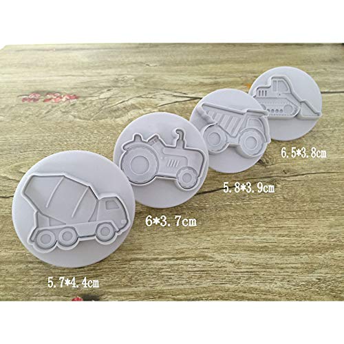 Demarkt Camión Fondant Troquelado Molde de Silicona Calidad Moldes de Proteínas Tartas Grandes, Antiadherentes Para Fiestas de Cumpleaños 5.8Cm*3.9Cm 4PCS