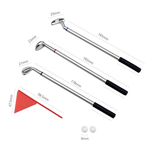 Demason Juego de Bolígrafos para Club de Golf, Mini Set de Palo de Golf, Regalo para Aficionados de Golf, Entretenimiento de Oficina, 3 Palos de Bolígrafo de Golf, con Una Bandera Pequeña y 2 Pelotas Demason Juego de Bolígrafos para Club de Golf, Mini Set de Palo de Golf, Regalo para Aficionados de Golf, Entretenimiento de Oficina, 3 Palos de Bolígrafo de Golf, con Una Bandera Pequeña y 2 Pelotas