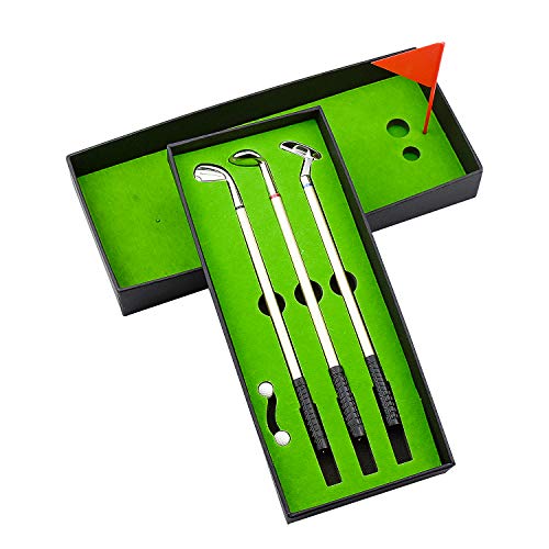 Demason Juego de Bolígrafos para Club de Golf, Mini Set de Palo de Golf, Regalo para Aficionados de Golf, Entretenimiento de Oficina, 3 Palos de Bolígrafo de Golf, con Una Bandera Pequeña y 2 Pelotas Demason Juego de Bolígrafos para Club de Golf, Mini Set de Palo de Golf, Regalo para Aficionados de Golf, Entretenimiento de Oficina, 3 Palos de Bolígrafo de Golf, con Una Bandera Pequeña y 2 Pelotas