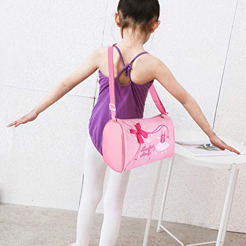 Demeras Bolso de Ballet para niños, Bolso de Mano Bordado de Ballet Personalizado para Zapatos de Baile y Vestido de Ballet Bolso de Hombro de Ballet Rosa/Morado(Rosado)