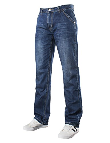 Demon&Hunter 809 Series Hombre Loose Fit Relaxed Ancho Pantalones Vaqueros DH8009(34)
