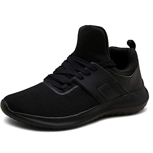 DENGBOSN Zapatillas Running para Hombre Mujer Fitness Zapatos Deportivas Ligero Sneakers Gimnasio Aire Libre y Deporte XZ666-black1-EU42