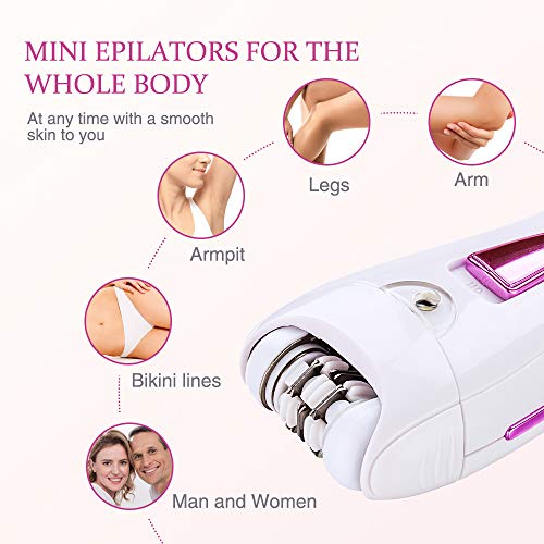 Depiladora, Depiladora Facial Mujer con Luz LED, Depiladora Electrica Sin cable, Recargable Dispositivo de Depilación Aptas para Piernas, Brazo