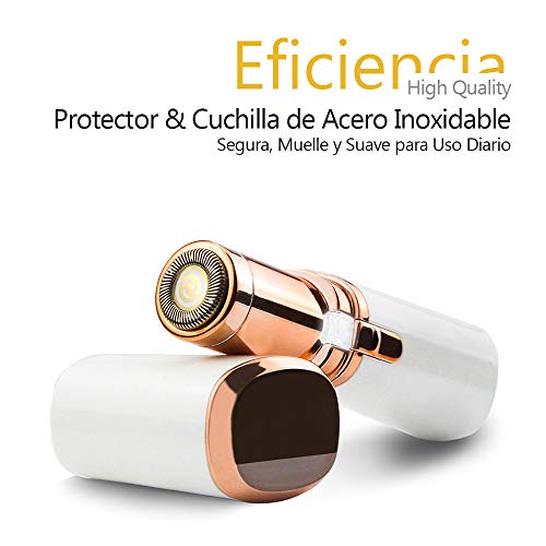 Depiladora Facial Mujer Electrica, Removedor de Vello Impecable, Afeitadora sin dolor para Mujer Impermeable para Mejillas Labios Barbilla y Cuello de Mujeres con Luz LED Incorporada Batería