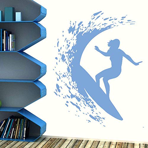 Deportes Extremos Decoración Del Hogar Surf Pegatinas De Pared Sala De Estar Gimnasio Dormitorio Vinilo Decoración Del Hogar Apliques De Pared Murales Diy Azul 57X74Cm