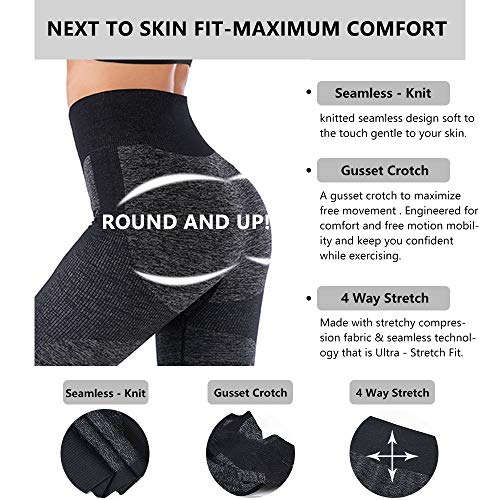 Deportivo para Mujer Leggings Apretado Leggings de Cadera Pantalón Largo Media Cintura Nalgas Respingadas para Yoga Gimnasio Fitness (S, Negro)