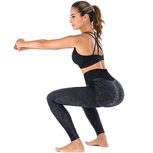 Deportivo para Mujer Leggings Apretado Leggings de Cadera Pantalón Largo Media Cintura Nalgas Respingadas para Yoga Gimnasio Fitness (S, Negro)
