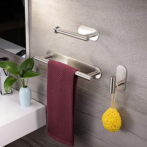 Deprik Toallero de Baño + Portarrollos para Papel + Gancho Adhesivo, Juegos de Accesorios de Baño con Toallero Barra Acero Inoxidable