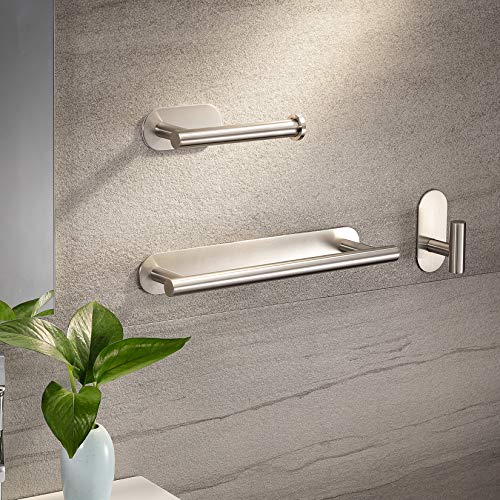 Deprik Toallero de Baño + Portarrollos para Papel + Gancho Adhesivo, Juegos de Accesorios de Baño con Toallero Barra Acero Inoxidable