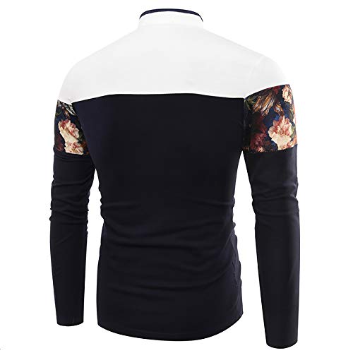 Derrick Aled(k) zhuke Polo para Hombre Pullover Cuello Alto Camiseta De Manga Larga Estampada A Juego con El Color Estilo Nacional OtoñO Invierno