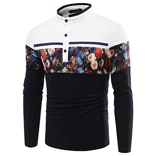 Derrick Aled(k) zhuke Polo para Hombre Pullover Cuello Alto Camiseta De Manga Larga Estampada A Juego con El Color Estilo Nacional OtoñO Invierno