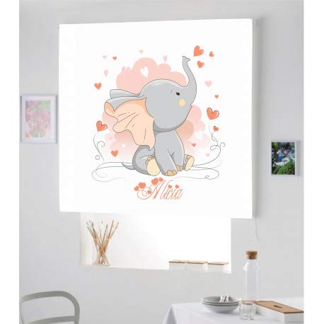 Desconocido Estor Iroa Digital Personalizable Elefante Alicia ¡ESTORES ENROLLABLES TRANSLUCIDOS Personalizado con Nombre! (110X230, Tejido Screen)