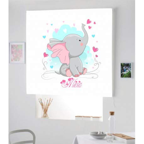 Desconocido Estor Iroa Digital Personalizable Elefante Alicia ¡ESTORES ENROLLABLES TRANSLUCIDOS Personalizado con Nombre! (110X230, Tejido Screen)