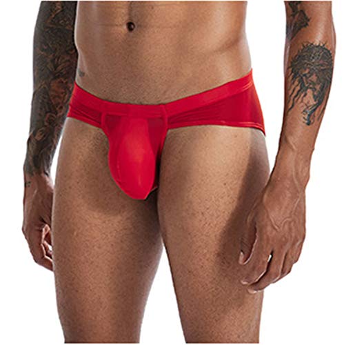 Desconocido Hombre Tanga de Sexy Slip Calzoncillos Triángulo Ropa Interior Atractiva Ropa Interior Cintura Baja Lencería Erótica Bikini Bóxer Elástico Briefs para Adultos Chicos (Rojo,Small)