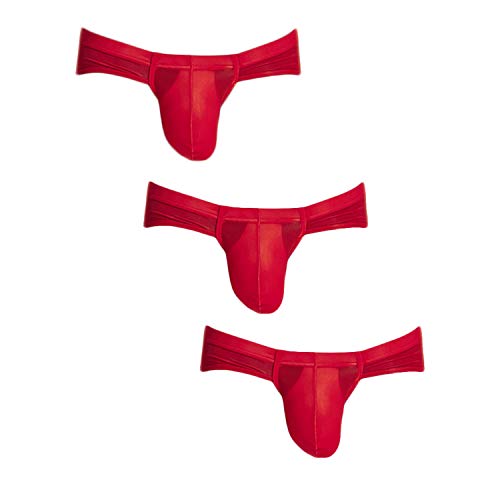 Desconocido Hombre Tanga de Sexy Slip Calzoncillos Triángulo Ropa Interior Atractiva Ropa Interior Cintura Baja Lencería Erótica Bikini Bóxer Elástico Briefs para Adultos Chicos (Rojo,Small)