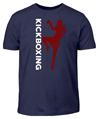 Desconocido Kick Boxing - Lucha con Patadas y Puños - Combate - Pelea - Artes Marciales - Deporte - Camiseta para niños -3/4 (98/104)-Armada